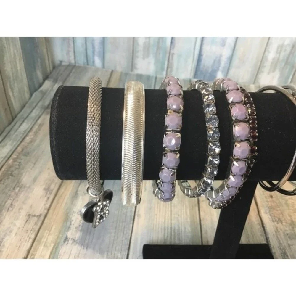 12 Silver Tone Bracelet Lot